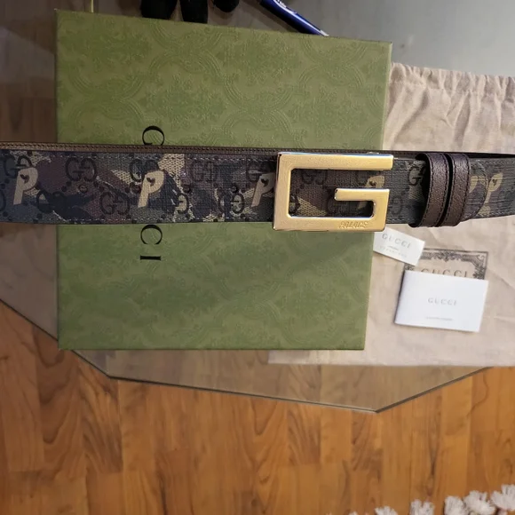 Authentic Palace x Gucci Supreme G Square Buckle Reverrsible Camouflage Belt